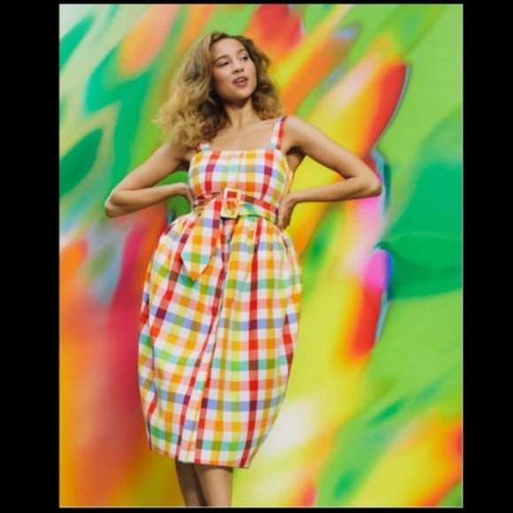 NWT  Christopher John Plaid Rogers Button Front MIdi Dress 2 - Picture 8 of 10